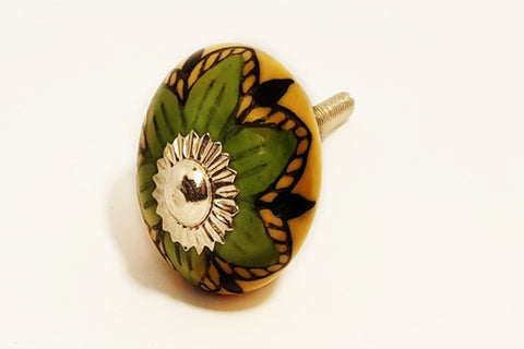 Ceramic small brown honey green round 3cm door knob pulls handles E5