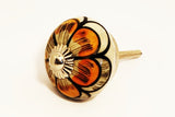 Ceramic cream orange black unique round 4cm door knob pulls handles