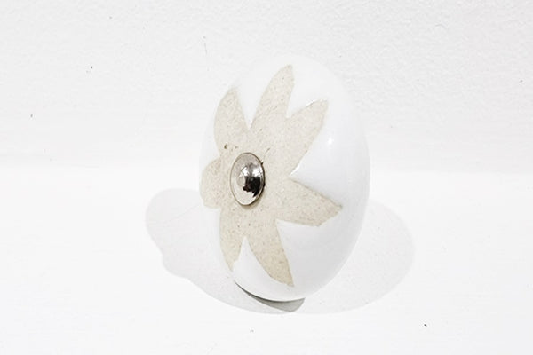 Ceramic cream vintage retro style unique embossed design 4cm round door knob A8