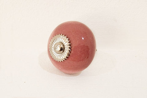 Ceramic plain design congo pink shabby chic 4cm round door knob d3a
