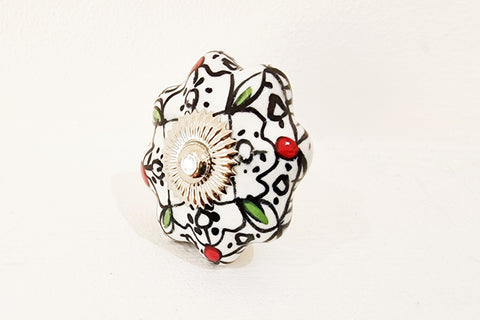 Ceramic black white delicate Moroccan style 4cm pumpkin door knob AF3
