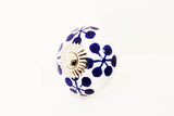 Ceramic snowflakes blue white floral 4cm round door knob