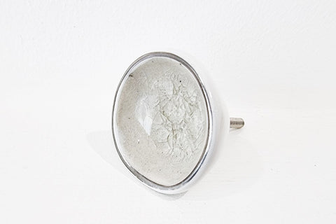 Ceramic 4cm white retro pod shabby chic style silver rim unique door knobs