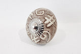 Ceramic earthy colors beautiful floral design 4cm round door knob A20