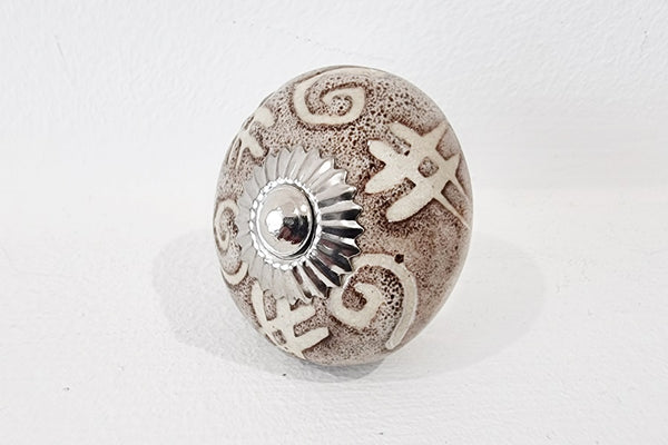 Ceramic earthy colors beautiful floral design 4cm round door knob A20
