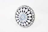 Ceramic  black white delicate print 4cm round door knob handles A21