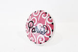 Ceramic shabby chic delicate pink print PARIS 4 cm round door knob
