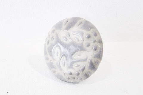 Ceramic grey unique shabby chic vintage embossed 4cm round door knob