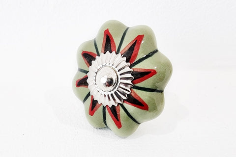 Ceramic sage green black red delicate design pumpkin 4cm door knob C16a