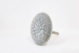 Ceramic grey white delicate embossed design 4cm round door knob F21