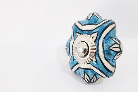 Ceramic aqua blue white delicate beautiful 4cm pumpkin door knobs d11a