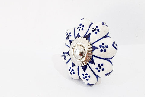 Ceramic blue white star beautiful 4cm pumpkin door knobs d16a