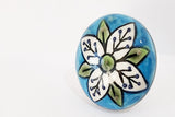 Ceramic aqua blue white green embossed 4cm round door knobs G8