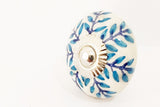 Ceramic aqua blue delicate floral 4cm round door knobs
