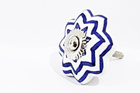 Ceramic blue white star beautiful 4cm pumpkin door knobs RC13