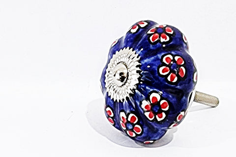 Ceramic blue red floral beautiful 4cm pumpkin door knobs F7a
