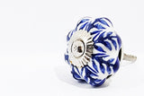Ceramic blue white  floral beautiful 3.5cm pumpkin door knobs D14f