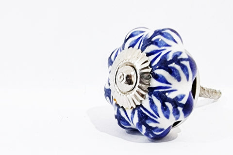 Ceramic blue white  floral beautiful 3.5cm pumpkin door knobs D14f