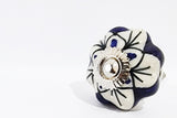 Ceramic royal blue white  floral embossed beautiful 3.5cm pumpkin door knobs C11b