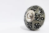 Ceramic gray black embossed leafy design beautiful 4cm round door knobs G8