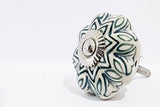 Ceramic bottle green cream floral beautiful 4cm pumpkin door knobs G2+