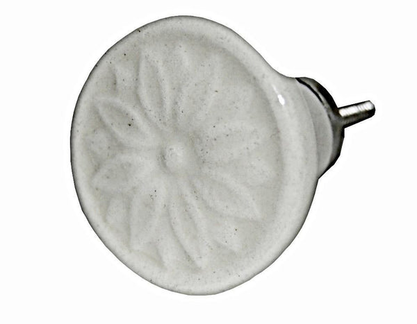New Ceramic Cream Embossed Shabby Chic 4CM Round Knob