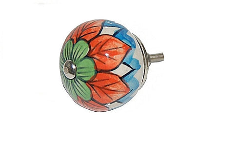 Ceramic blue red green floral design round 4cm door knobs pulls handles d11a