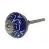 Ceramic royal blue floral design round 4cm door knob
