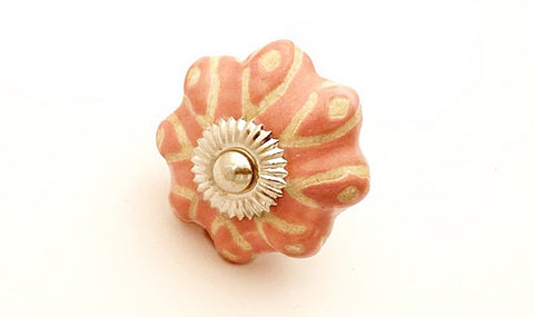 Ceramic funky pink embossed funky design pumpkin 4cm door knob C3f