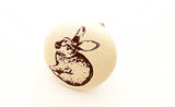 Ceramic black white rabbit kid printed 4cm round door knob D1f
