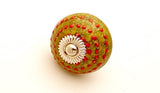 Ceramic green olive red unique embossed 4cm round door knob F5