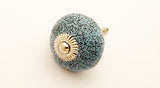 Ceramic soft blue aqua funky dotted 4cm round door knob