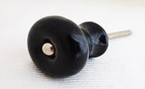 Ceramic delicate black round small 32mm door knob