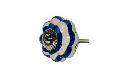 Ceramic beautiful funky blue white cream pumpkin 4.5cm door knob C4c