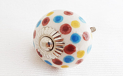 Ceramic funky colorful dots quality round door knobs e3d