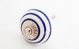 Ceramic blue delicate spiral design round 4cm door knob