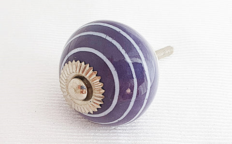 Ceramic purple spiral 4cm round door knob d16e