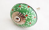 Ceramic flower spring green decorative 4cm round door knob