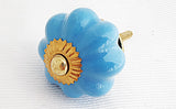 Ceramic turquoise blue pumpkin 4cm door knob C3e